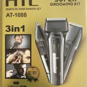 HTC AT-1322 3 en 1 Kit de toilettage pour hommes Charge USB Feuille de rasoir Tondeuse à sourcils et nez T-Blade Tondeuse