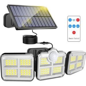 Lumières solaires extérieures de sécurité de capteur de mouvement de lumières solaires avec trois projecteurs principaux