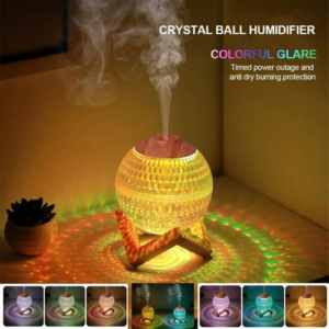 Humidificateur créatif SJ avec support en bois – Diffuseur d’huiles essentielles et lampe d’ambiance colorée