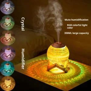 Humidificateur créatif SJ avec support en bois – Diffuseur d’huiles essentielles et lampe d’ambiance colorée