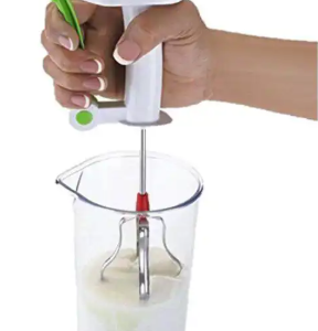 Mixeur manuel en acier inoxydable avec fouet – batteur à œufs, mousseur à lait et préparateur de lassi non électrique