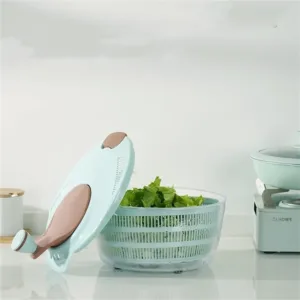 Essoreuse à salade et lave-légumes 2-en-1 en plastique avec fonction d'égouttage pour la cuisine