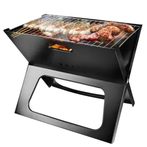 Barbecue Portable Pliable pour Camping et Jardin – Design Aéré avec Trous de Combustion